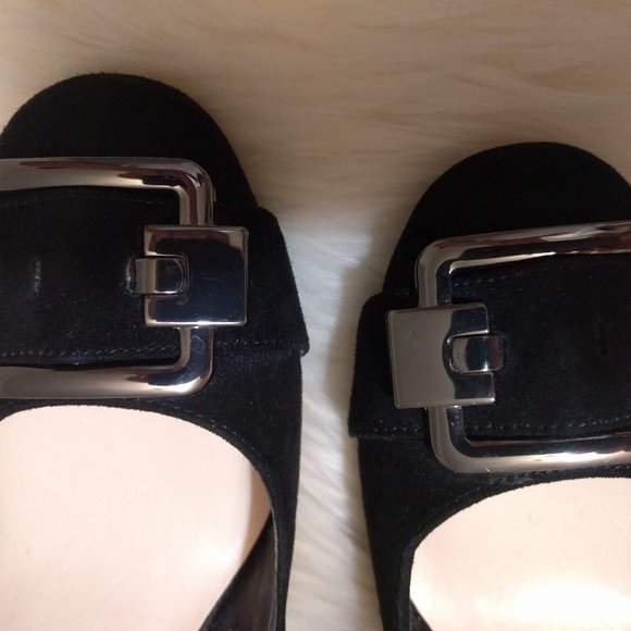 Nine West Suede Black Block Heel Pumps - Picture 2 of 5